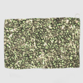 粗い緑がかったセピアと輝きのモザイク層 ゴルフタオル (横)