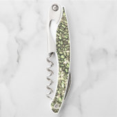 粗い緑がかったセピアと輝きのモザイク層 ソムリエナイフ (正面)