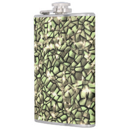 粗い緑がかったセピアと輝きのモザイク層 フラスク