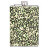 粗い緑がかったセピアと輝きのモザイク層 フラスク (正面)