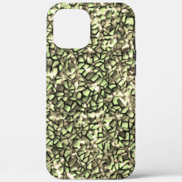 粗い緑がかったセピアと輝きのモザイク層 iPhone 12 PRO MAX ケース