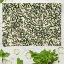 粗い緑がかったセピアのモザイク層とキラキラ