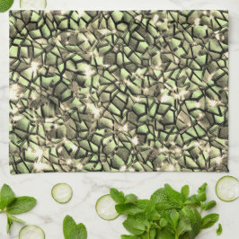 粗い緑がかったセピアのモザイク層とキラキラ キッチンタオル