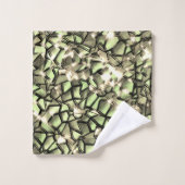 粗い緑がかったセピアのモザイク層とキラキラ バスタオルセット (ウォッシュタオル)