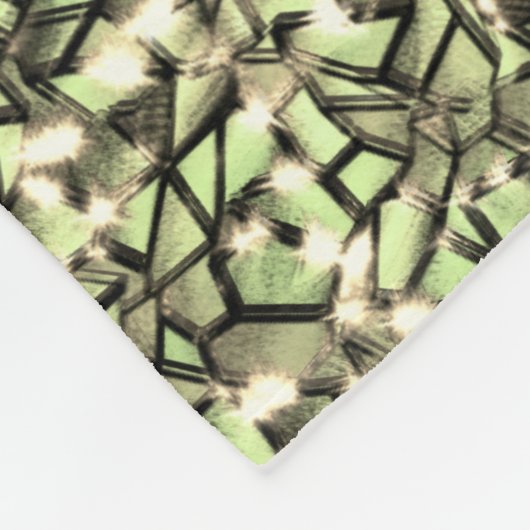 粗い緑がかったセピアのモザイク層とキラキラ フリースブランケット (角)