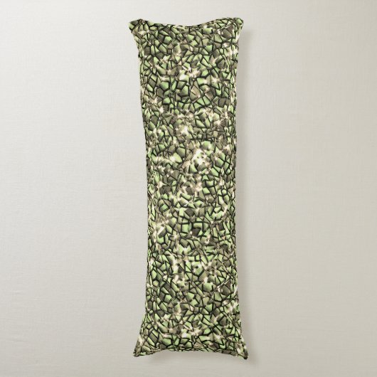 粗い緑がかったセピアのモザイク層とキラキラ ボディピロー (正面縦)