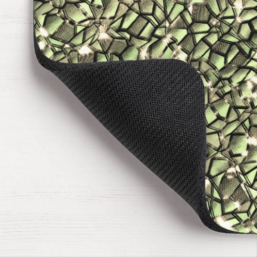 粗い緑がかったセピアのモザイク層とキラキラ マウスパッド (コーナー)