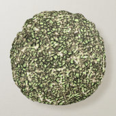 粗い緑がかったセピアのモザイク層とキラキラ ラウンドクッション (正面)