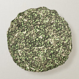 粗い緑がかったセピアのモザイク層とキラキラ ラウンドクッション