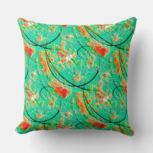 粗い緑色とオレンジカリブの色のテクスチャ クッション (正面)