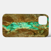 粗い茶色の石の自然ターコイズ静脈 Case-Mate iPhoneケース (裏面 (横))