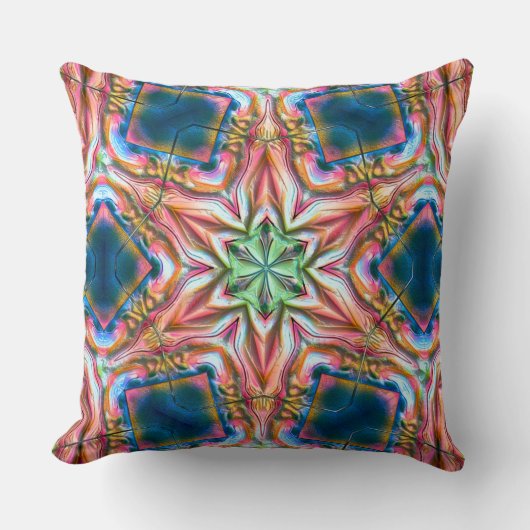 粗い質感のスター万華鏡のように千変万化するパターン、焼けたサーモン クッション (正面)