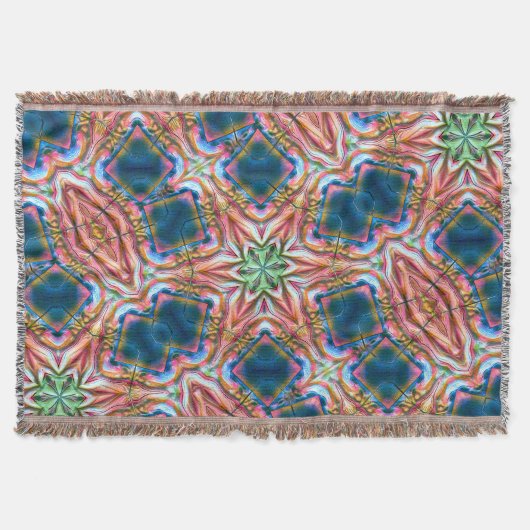 粗い質感のスター万華鏡のように千変万化するパターン、焼けたサーモン スローブランケット (正面)