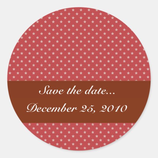 粗い赤い表面の魅力的な白い星 ラウンドシール (正面)