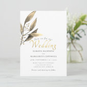 粗エレガント野な金ゴールドの黒結婚葉 招待状 (スタンド正面)