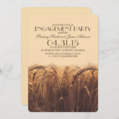 粗エレガント麦婚約パーティ招待状 招待状 (正面/裏面)