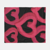 粗ピンク描ハートオンカスタムカラー フリースブランケット (正面(横))