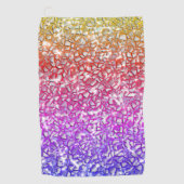 粗モザイクオレンジから赤と薄紫と輝き ゴルフタオル (正面)