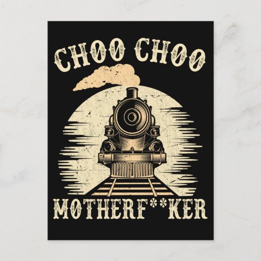 粗暴な鉄道引用文機関車の列車 ポストカード (正面)