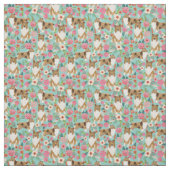 粗炭犬ヴィンテージ花模様 ファブリック (見本)