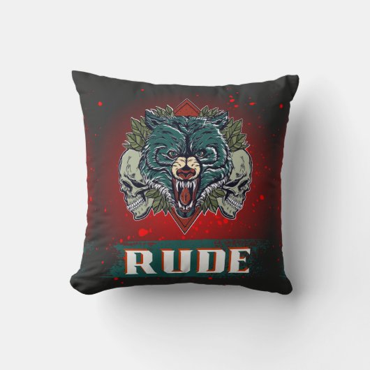 粗野でスカルとクマ クッション (正面)