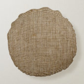 粗野なバーラップ自然パターン ラウンドクッション (裏面)