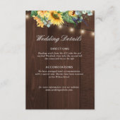 粗野な木のヒマワリの結婚詳細カード エンクロージャーカード (正面)