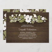 粗野な木材フローラブライダルシャワー 招待状 (正面/裏面)