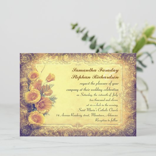 粗野な粗野なアンティーク結婚式招待状 招待状 (スタンド正面)