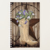 粗野な納屋の木の山花の西の星女性のカーボーイ プランナー手帳 (正面)