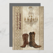 粗野な納屋西部のカウボーイブライダルシャワー 招待状 (正面/裏面)