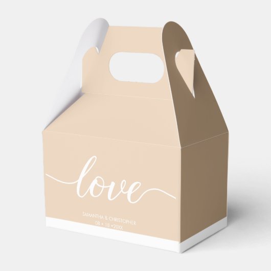 粘土と白のミニマ結婚リストのカスタムお願い箱 フェイバーボックス (裏面サイド)