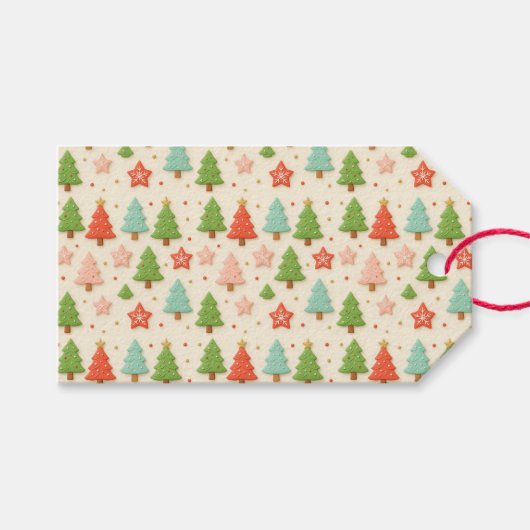 粘土のクリスマスギフト包装紙の偽のクッキー ギフトタグ (正面(横))