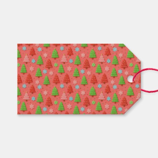 粘土のクリスマスギフト包装紙の偽のクッキー ギフトタグ (正面(横))