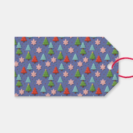 粘土のクリスマスギフト包装紙の偽のクッキー ギフトタグ (正面(横))