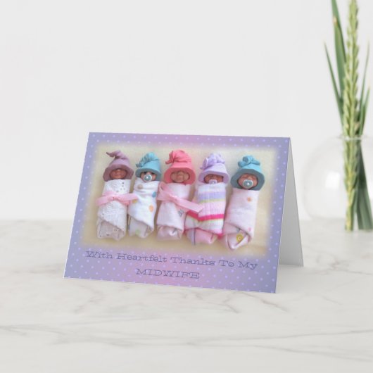 粘土のベビー: 私の助産婦のおかげで: 彫刻 サンキューカード (正面)