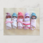 粘土の赤ちゃん、エルフの帽子、寝ている、包まれた、可愛い ポストカード (正面)