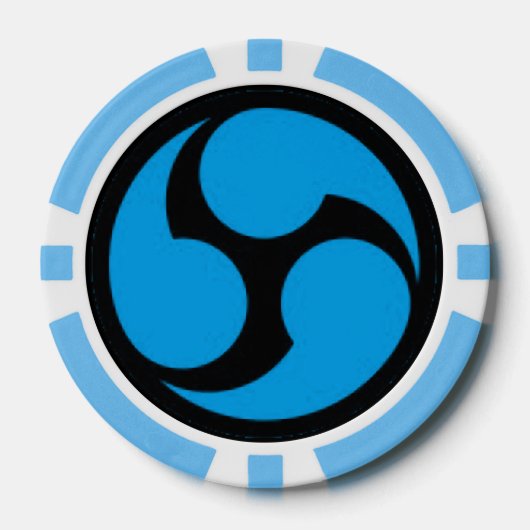 粘土トランプのポーカーチップス、青ストライプのエッジ ポーカーチップ (正面)