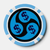 粘土トランプのポーカーチップス、青ストライプのエッジ ポーカーチップ (裏面)