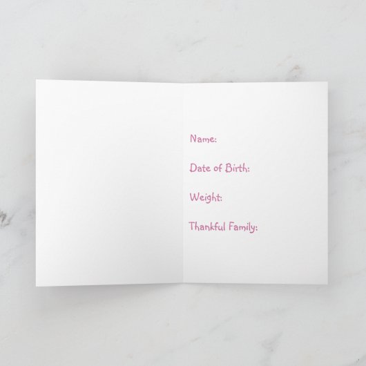 粘土ベビー:誕生のお知らせ：神からの贈り物 案内状 (内部)