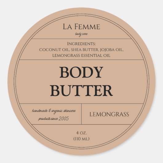 粘土ミニマル化粧用スキンケア製品ラベル ラウンドシール (正面)