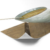 粘土丼スプーン麦おやつお粥の木製テーブル ポスター (角)