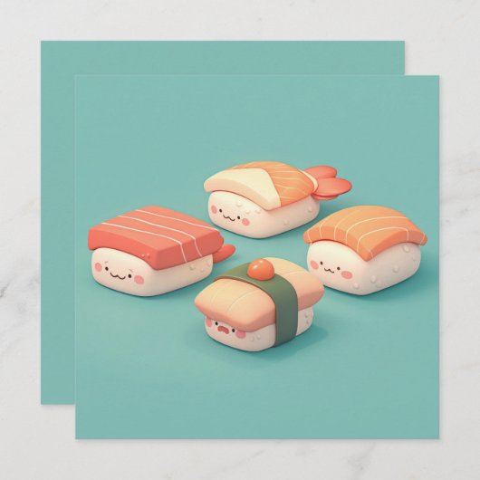 粘土寿司握り各種プレート ポストカード (正面/裏面)
