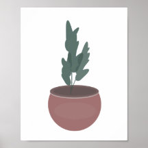 粘土鉢の植物 グリーンリーフ ウォールアート