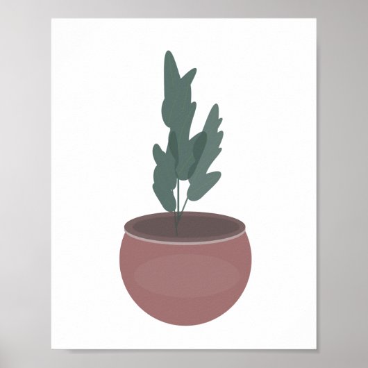 粘土鉢の植物 グリーンリーフ ウォールアート (正面)