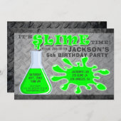 粘液の時間だ！-少年の誕生日パーティーの招待 招待状 (正面/裏面)