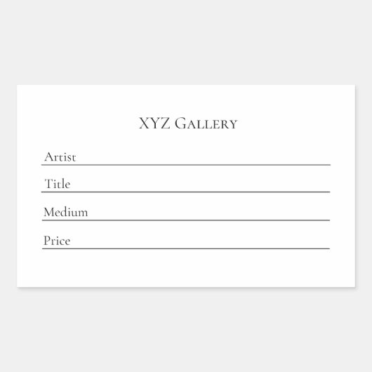 粘着アートギャラリー展示ラベルシール 長方形シール (正面)