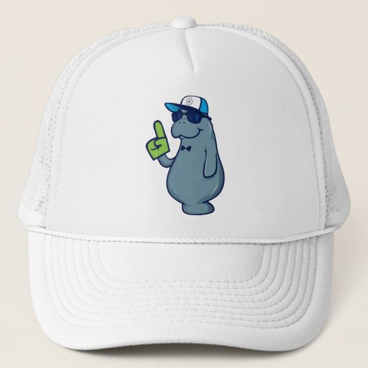 粘着性があるパスワードトラック運転手の帽子- Manatee氏 キャップ (正面)