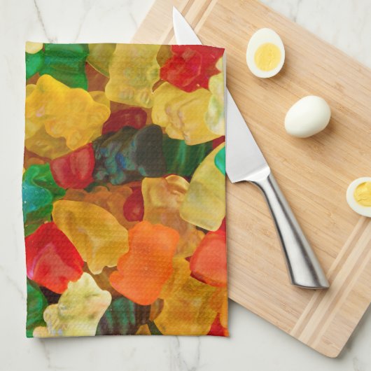 粘着性くまの虹によって着色されるキャンデー キッチンタオル (四つ折り)