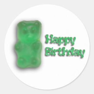 粘着性くまの誕生日 ラウンドシール